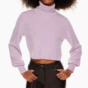 Wilfred Lavender Cropped Turtleneck Sweater